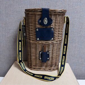 Michigan Wicker Wine Bottles Cooler Tote Bag NEW